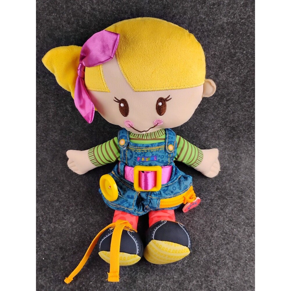 Playskool Girl Doll Buckle Zip Dress Tie Shoe Educational Stuffed Ragdoll Blonde